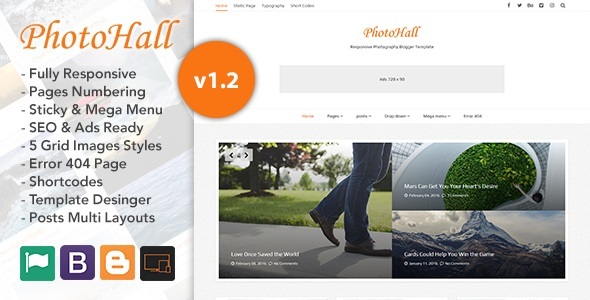 PhotoHall Responsive Photography Blogger Template