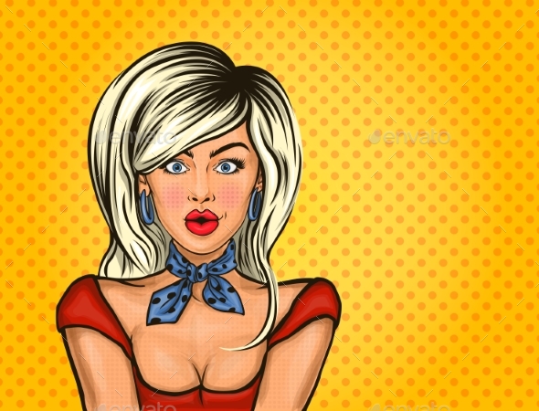 Vector Pop Art Surprised Girl