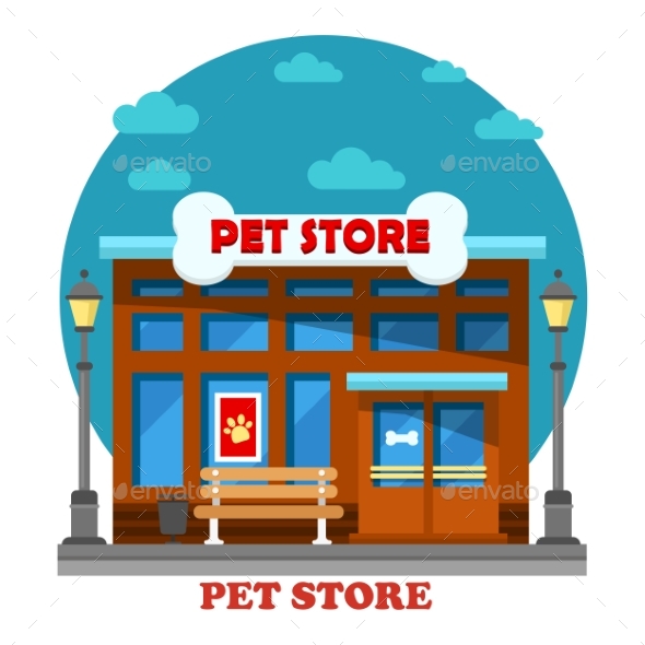 Pet Store And Shop For Animal Care Building