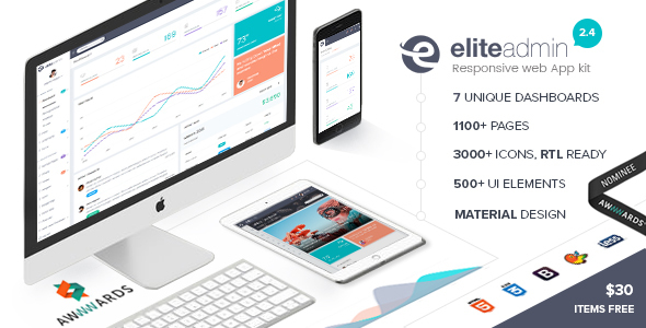 Elite Admin - The Ultimate Dashboard Web App Kit + Material Design + PHP