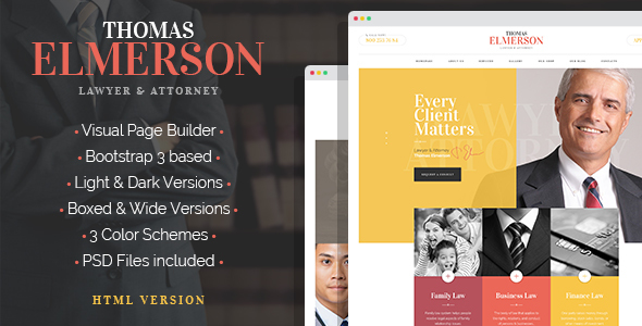 Lawyer & Attorney - Personal Lawyer and Law company HTML template with Builder