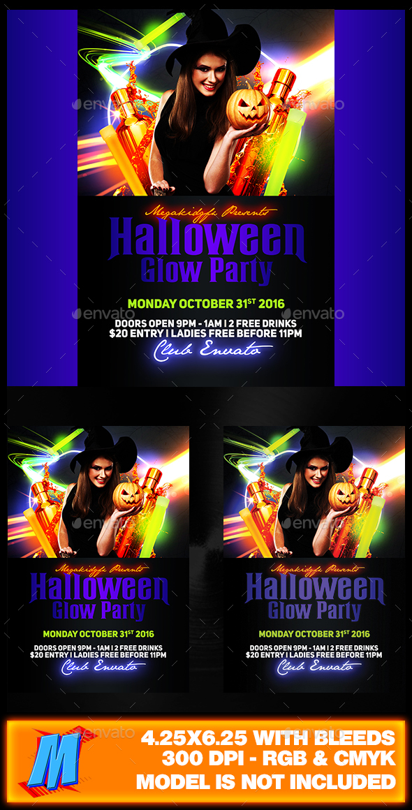 Halloween Glow Party Flyer Template