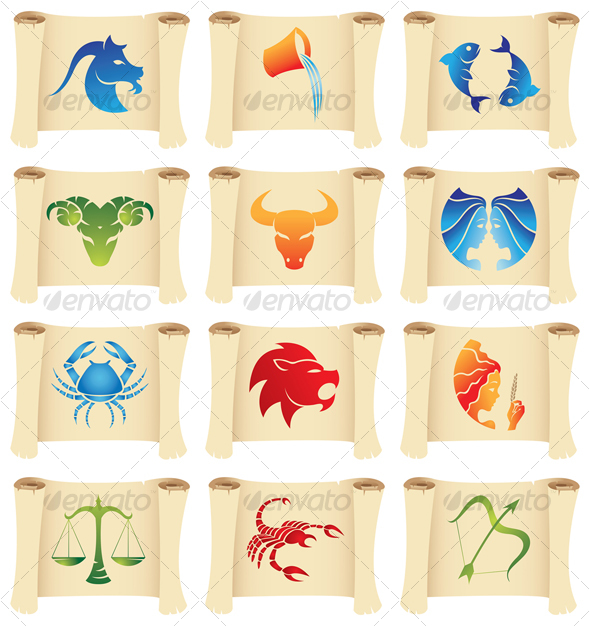 zodiac signs on scrolls zodiac signs on scrolls