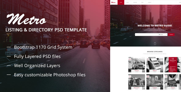 Metro Directory & Listing Multipurpose PSD Template