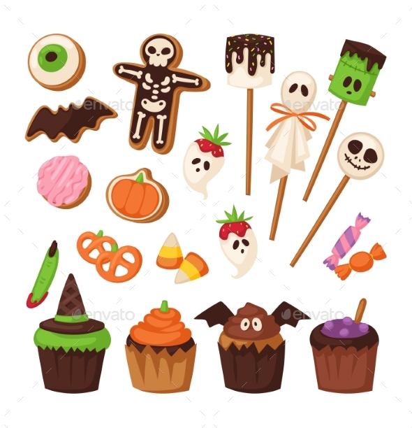 Halloween Symbols Vector Collection.