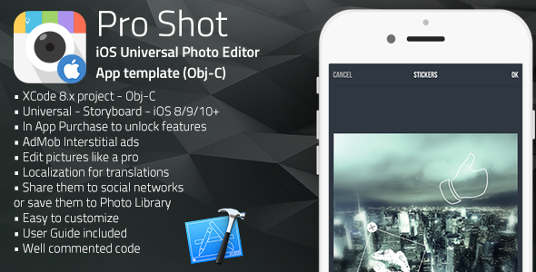 Pro Shot | iOS Universal Photo Editor App Template (Obj-C)
