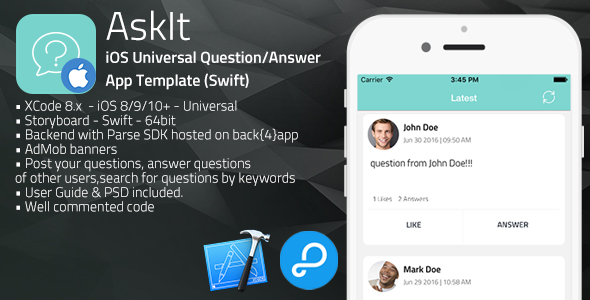 AskIt | iOS Universal Questions/Answers App Template (Swift)