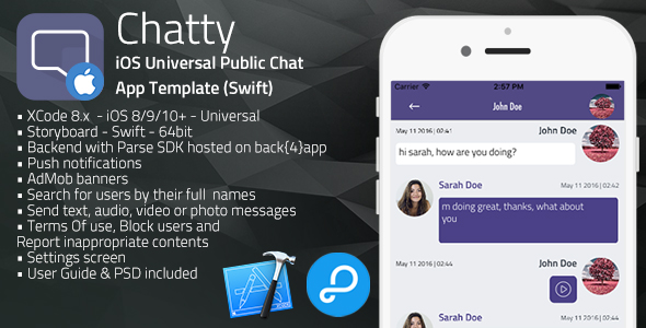 Chatty | iOS Universal Chat App Template (Swift)
