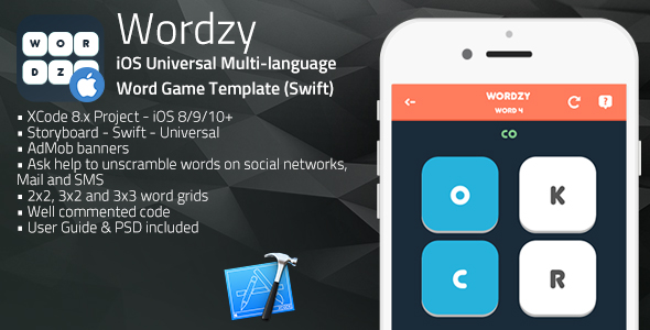 Wordzy | iOS Universal Multi-Language Word Game Template (Swift)