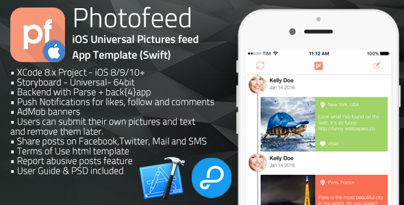 Photofeed | iOS Universal Social Photo feeds App Template (Swift)