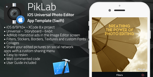 PikLab | iOS Universal Photo Editor App Template (Swift)