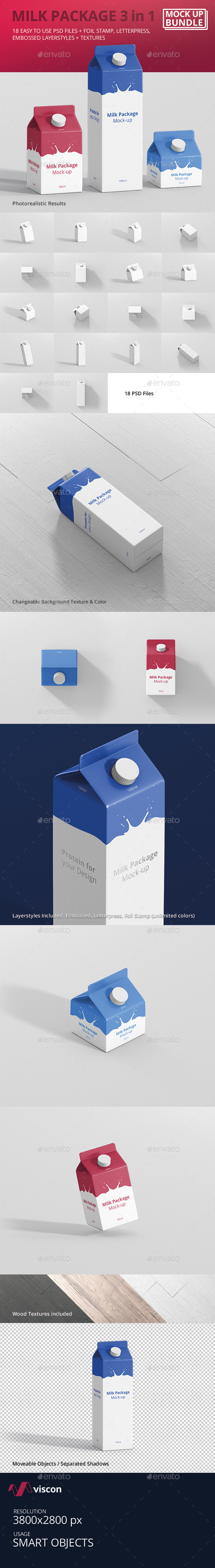 Juice / Milk Package Box Mockup Bundle