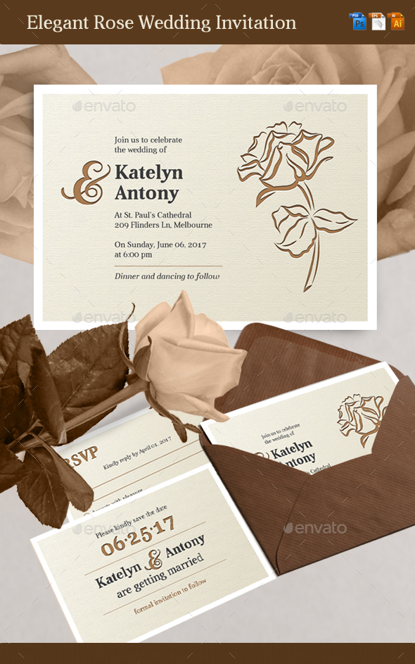 Elegant Rose Wedding Invitation