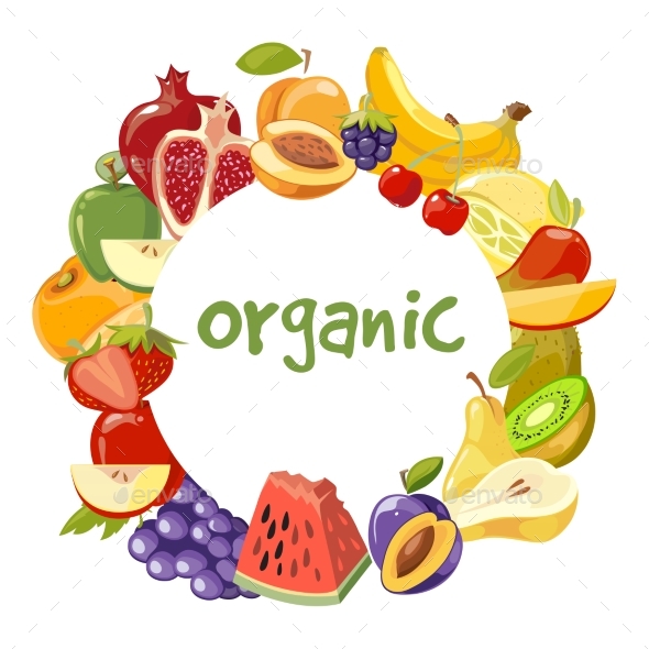 Vector Organic Fruits Frame Isolated