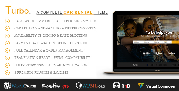 Turbo - Car Rental System WordPress Theme