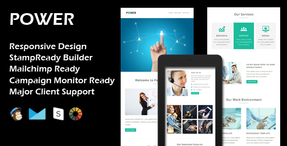 POWER - Multipurpose Responsive Email Template + Stamp Ready Builder