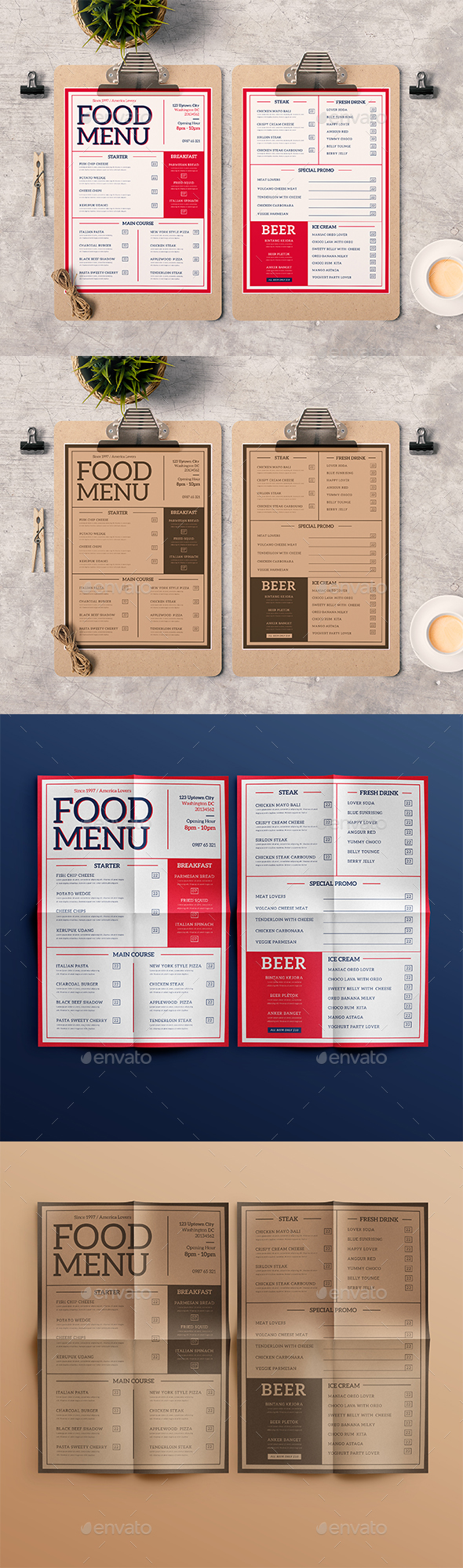 Modern Food Menu