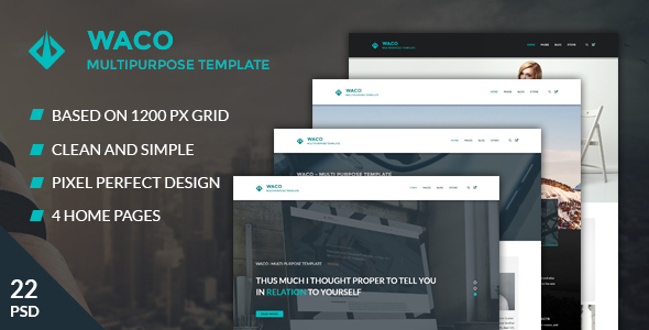 Waco — Multipurpose Portfolio & Blog | Store PSD Template