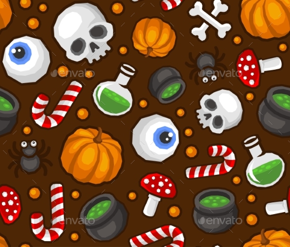 Halloween Seamless Pattern Background With Spider