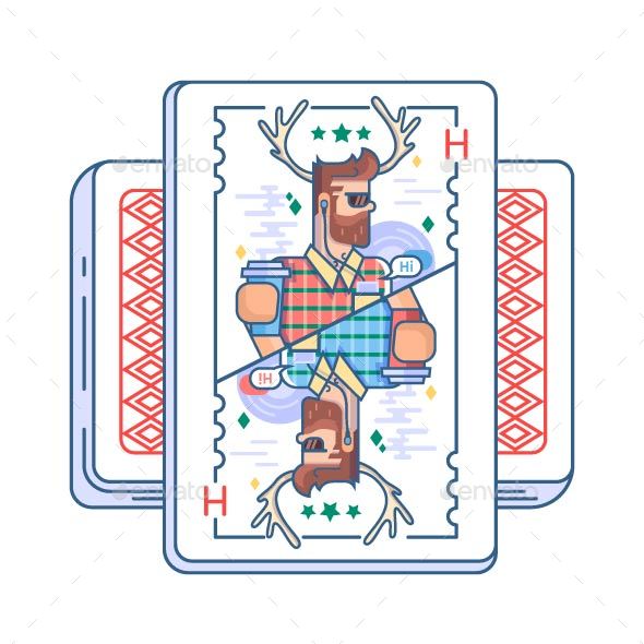 Hipster On Playing Card