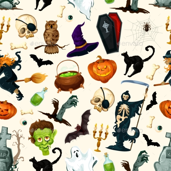 Halloween Party Symbols Pattern