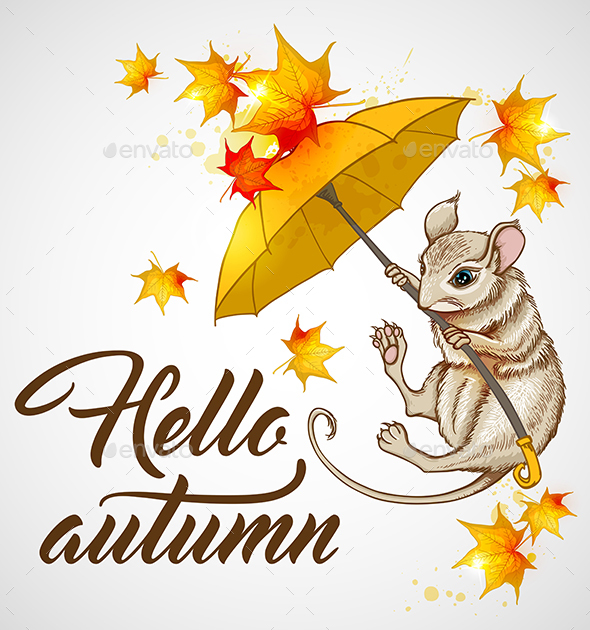 Autumn Background with Mouse