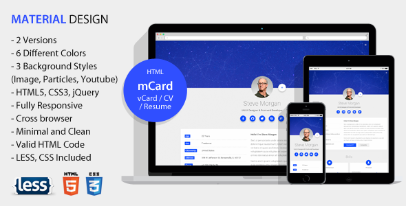 mCard - Material vCard / CV / Resume / Personal Template