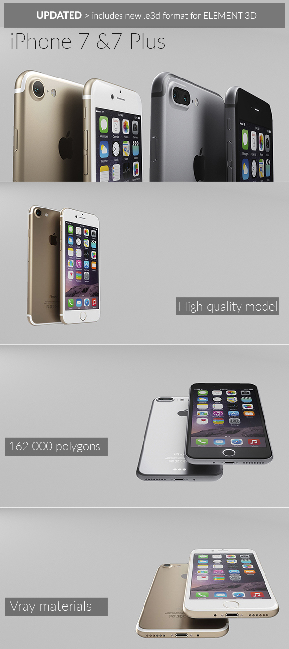 Element 3D - iPhone 7 & 7 Plus - 3DOcean Item for Sale