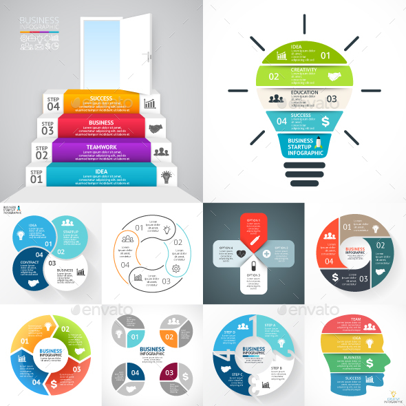 4 Steps Infographics. PSD, EPS, AI.