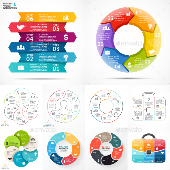 6 Steps Infographics. PSD, EPS, AI.