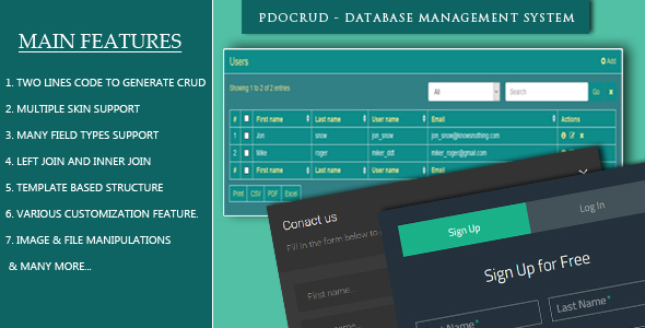 PDOCrud – Advanced PHP CRUD application (Database Management System)