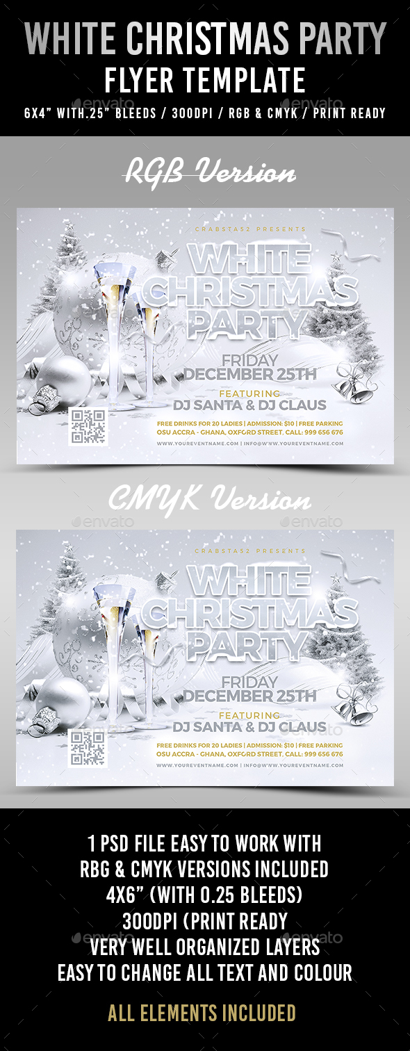 White Christmas Party Flyer Template