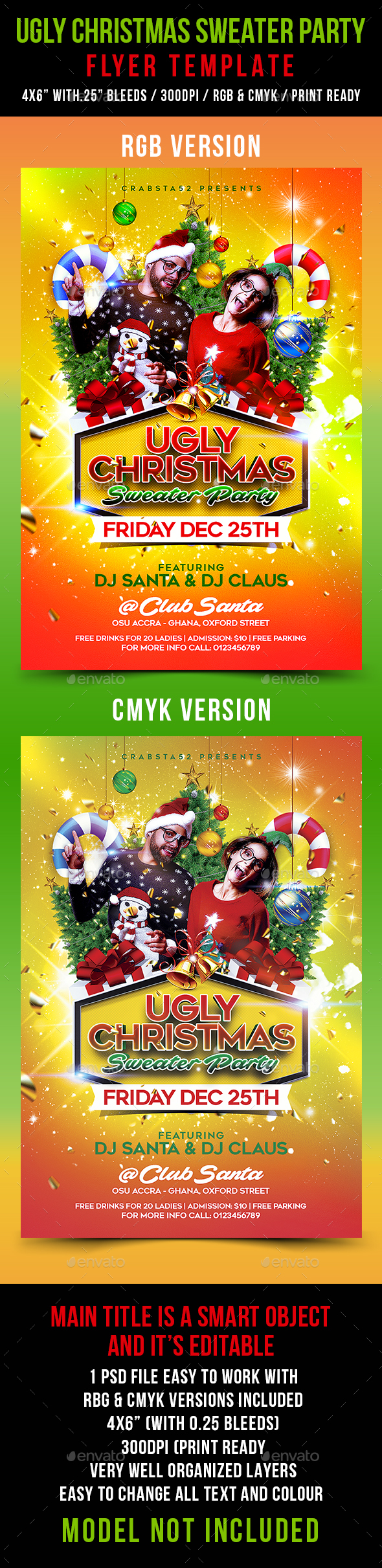 Ugly Christmas Sweater Party Flyer Template