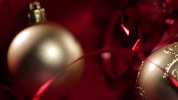 Christmas Balls on a Red Satin