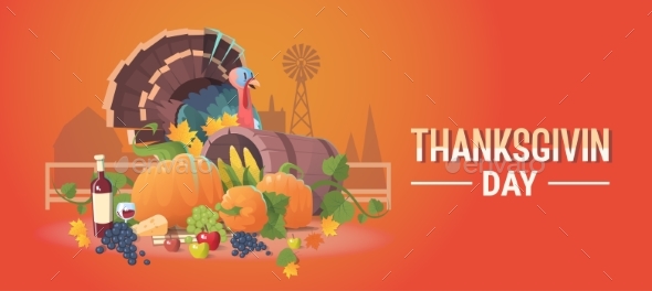 Thanksgiving Day Holiday Banner Fresh Vegetables