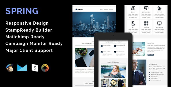 SPRING - Multipurpose Responsive Email Template + Stamp Ready Builder