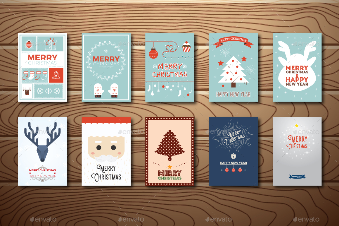 20 Christmas greeting cards in vintage and minimal style