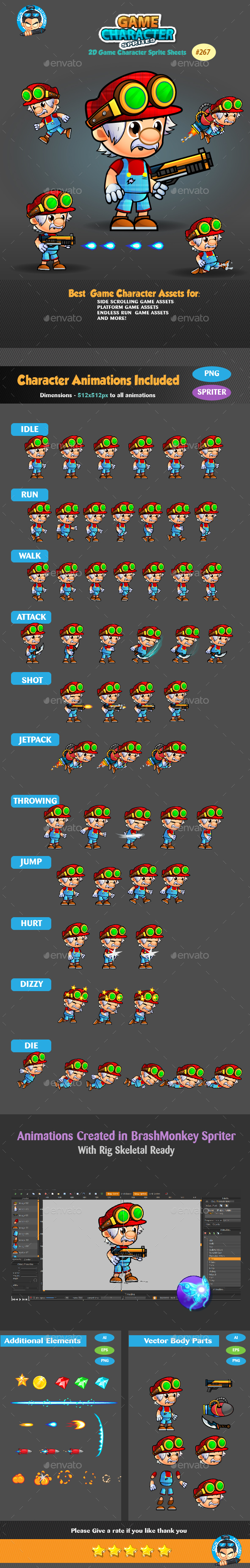 2D Game Character Sprites 267 by pasilan | GraphicRiver