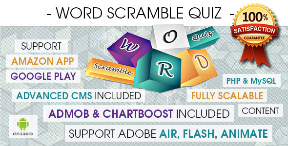 Word Scramble Quiz With CMS & Ads - Android