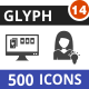 500 Vector Glyph Icons Bundle (Vol-14)