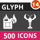 500 Vector Glyph Inverted Icons Bundle (Vol-14)