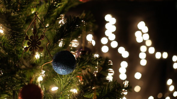 Christmas Tree And Blinking Lights