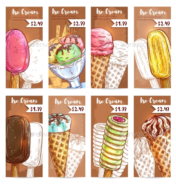 Ice Cream Assortment For Menu Card