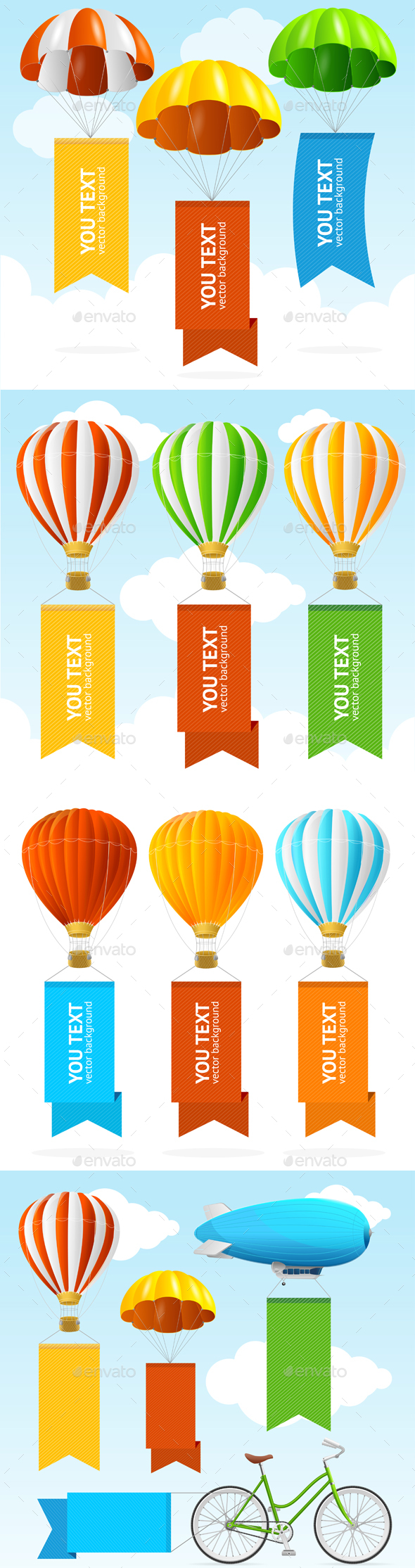 Airship Transport Banners. Vector