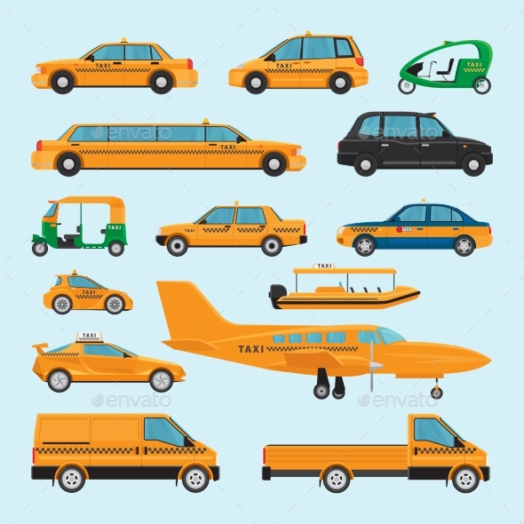 Taxi Different Types Icons