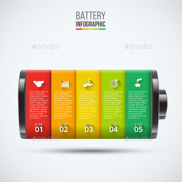 Vector battery element for infographic.