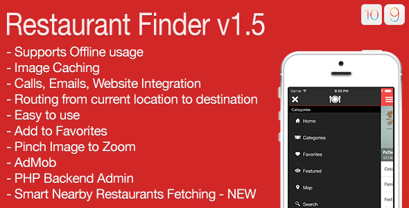 Restaurant Finder Full iOS Application v1.5 - CodeCanyon Item for Sale