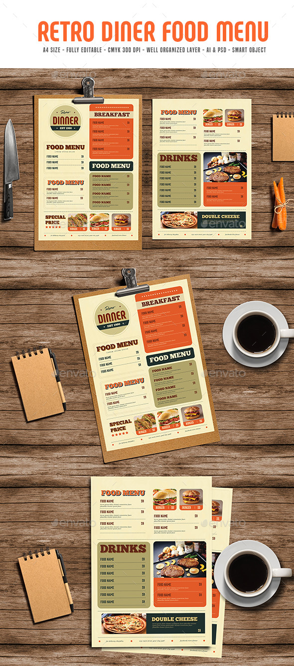 Retro Diner Food menu