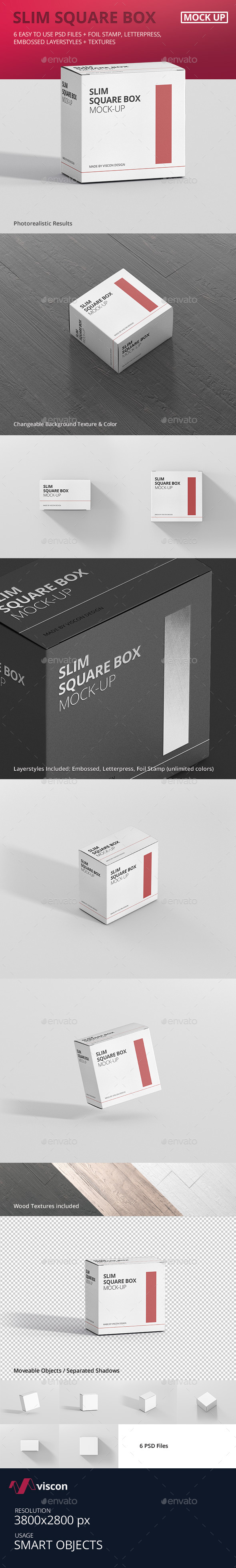 Package Box Mock-Up - Slim Square