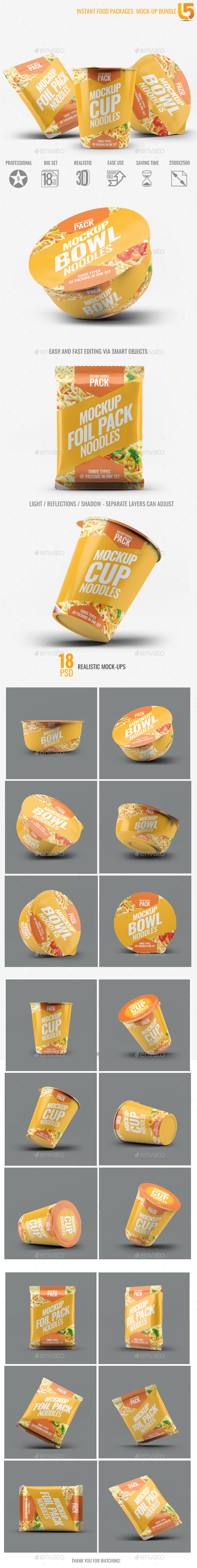 Instant Food Packages Mock-Up Bundle